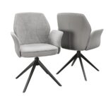 CHAISE VIENNA BI-MATIERE Accoudoirs-gris clair (1)